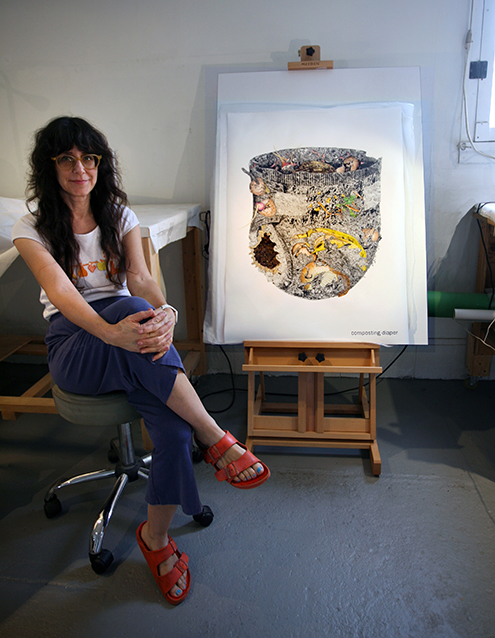 Lara Bank with Student Waste Painting. January 2024.